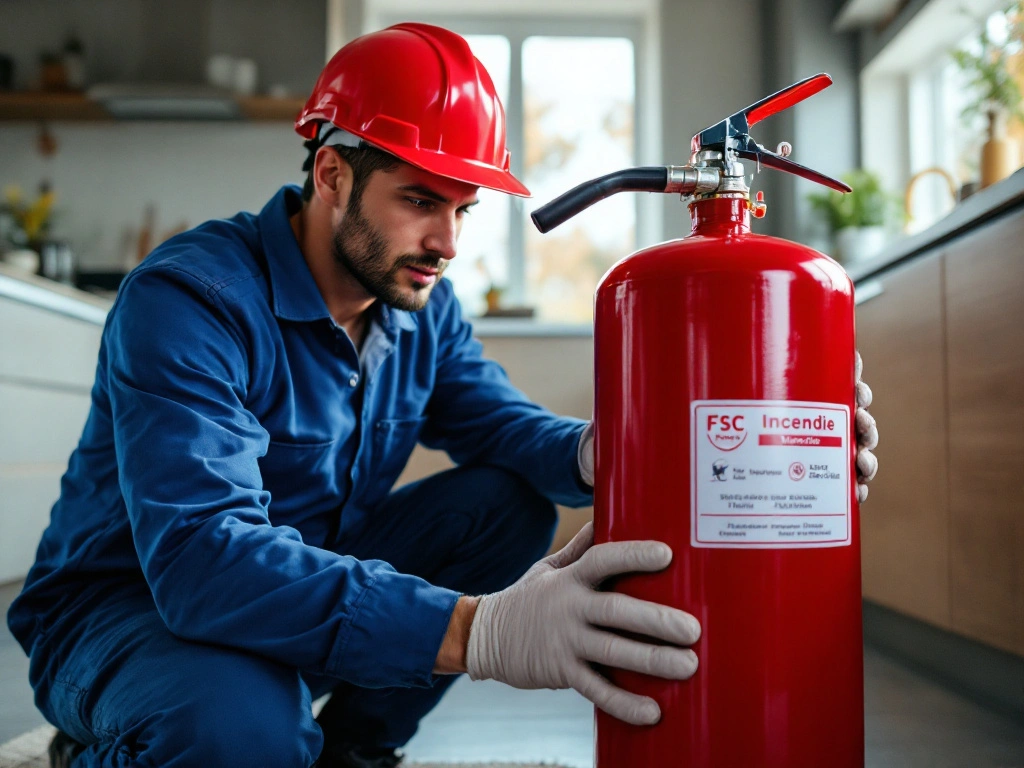 Entretien d'un extincteur maison pour garantir la sécurité incendie.