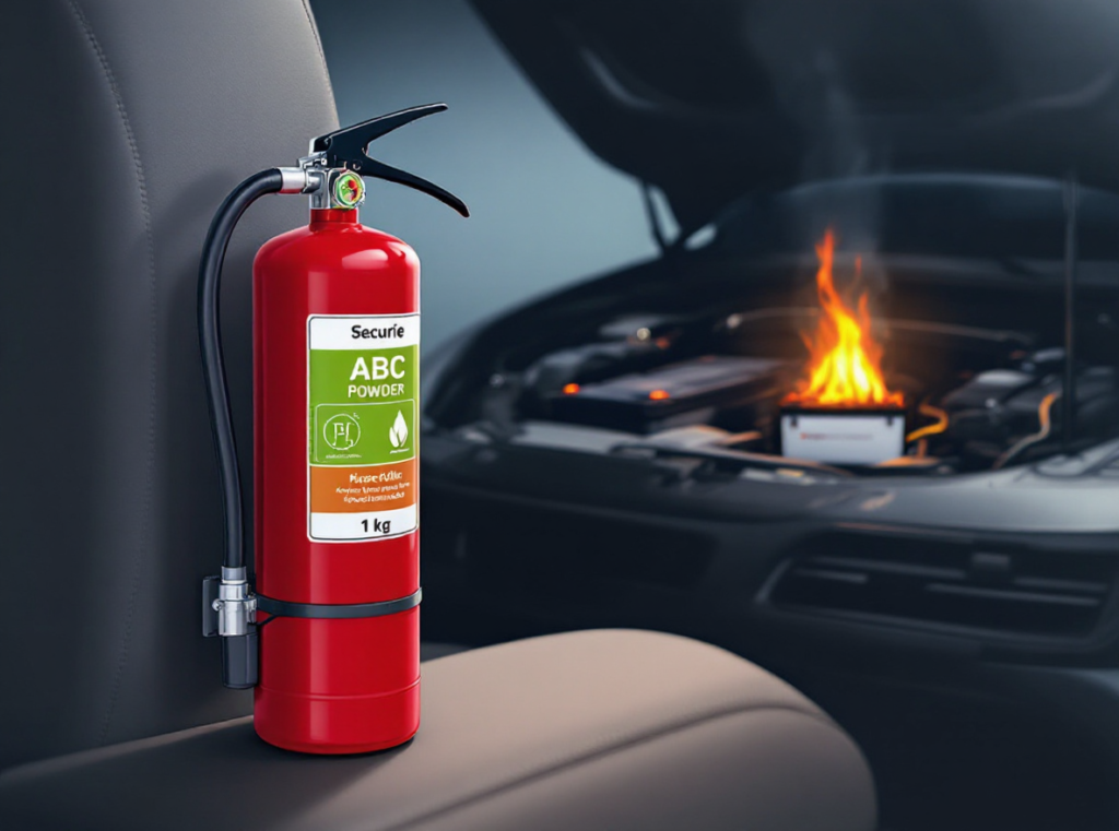 extincteur voiture poudre ABC 1 kg pour assurer la sécurité optimale sur les routes